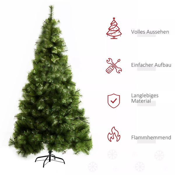 HOMCOM Juletræ 2,1m Gran Med 505 Tætte Grene I PET Og Metalfod, GrøN
