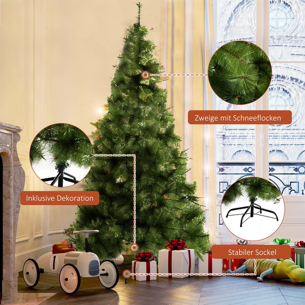 HOMCOM Juletræ 2,1m Gran Med 505 Tætte Grene I PET Og Metalfod, GrøN