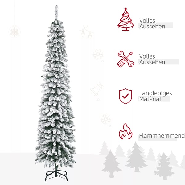Tekojoulukuusi 210cm, Paksu ja Lumi-efektillä, Vihreä/Valkoinen, Muovi/Metalli, 490oksainen, Sisäkäyttöön