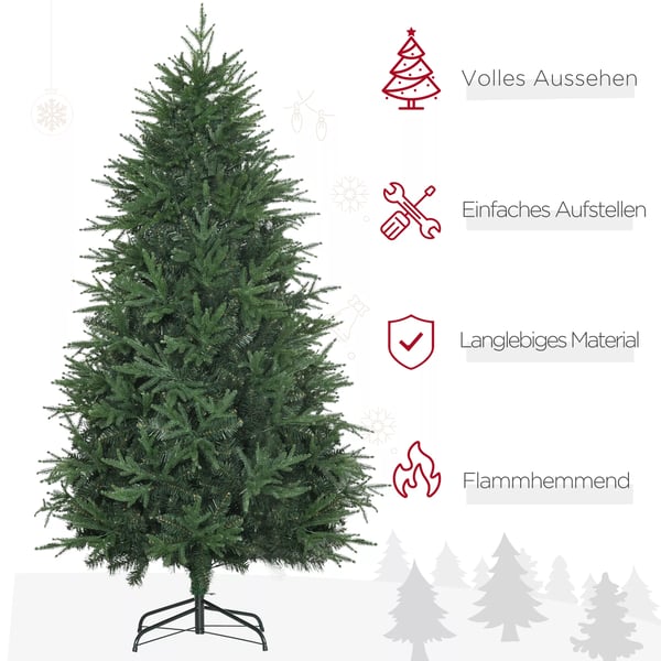 HOMCOM 180 cm Juletræ Kunstigt Naturtro Tætte Grene Kunstgran Juletræ med 4030 Grenspidser Realistisk Udseende Grøn