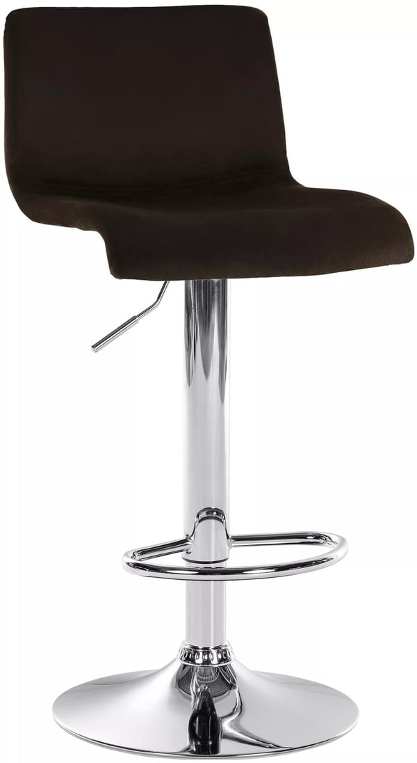 Hoover Brun Sammet Barstol, Justerbar Höjd, 360° Svängbar, Vadderad Sits med Fotstöd