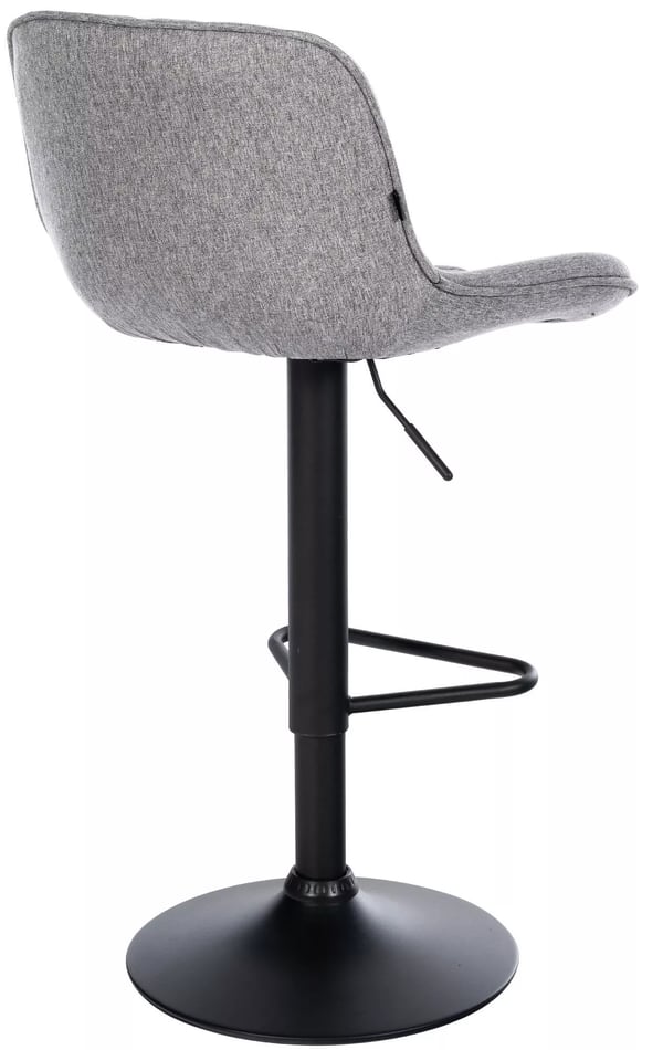 Sæt med 2 grå Kasson stof barstole med mat sort metalstel, justerbar højde (57-79cm)