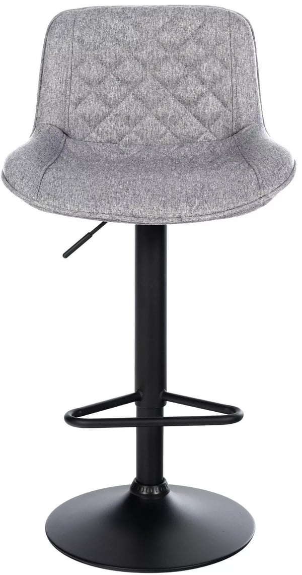 Sæt med 2 grå Kasson stof barstole med mat sort metalstel, justerbar højde (57-79cm)