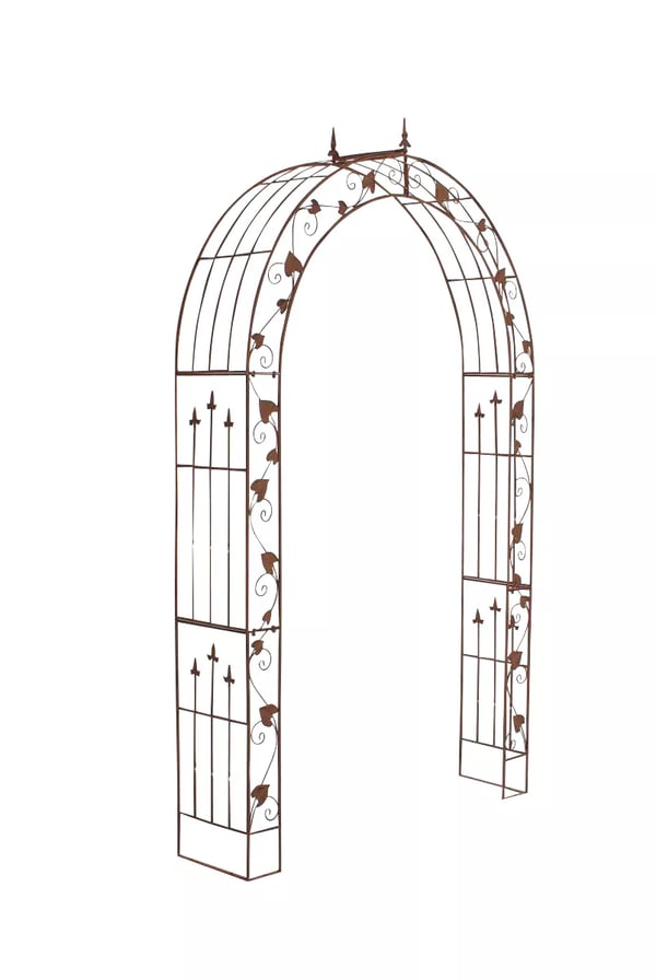 Emma Rosbåge - Antikbrun pulverlackerad metallspaljé för klätterväxter, handgjord, 247,5 cm