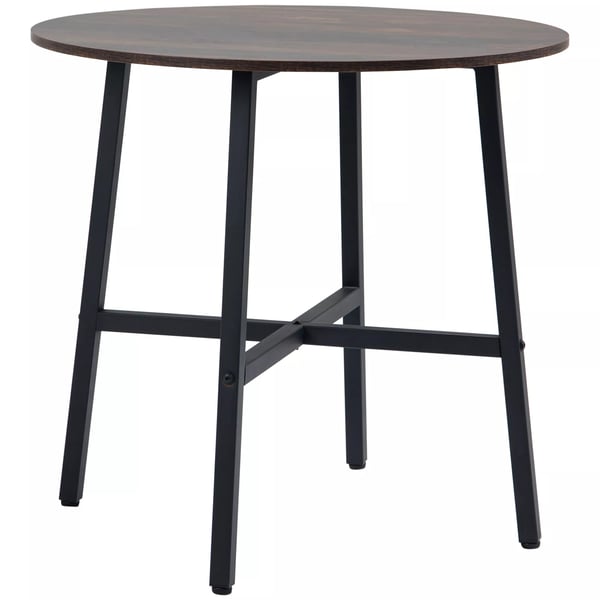 HOMCOM rundt spisebord, køkkenbord i rustik brun og stål, industrielt design, 80 cm