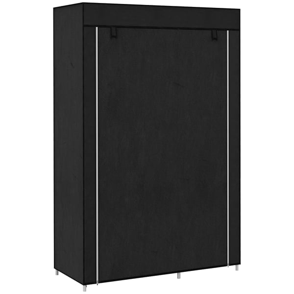 HOMCOM Tygklädskåp 6 fack fiberduk viktegarderob Svart 103x43x162,5cm