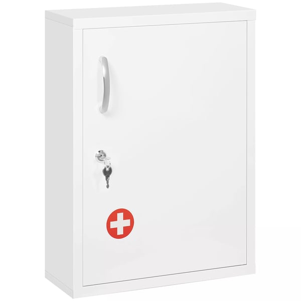 kleankin medicinskab vægmonteret, hvidt stål, 40x15x53,5 cm