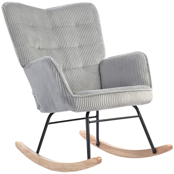 HOMCOM Gyngestol Lysegrå, Komfortabel Loungestol med Træstel og Polstring, 98x71x101 cm