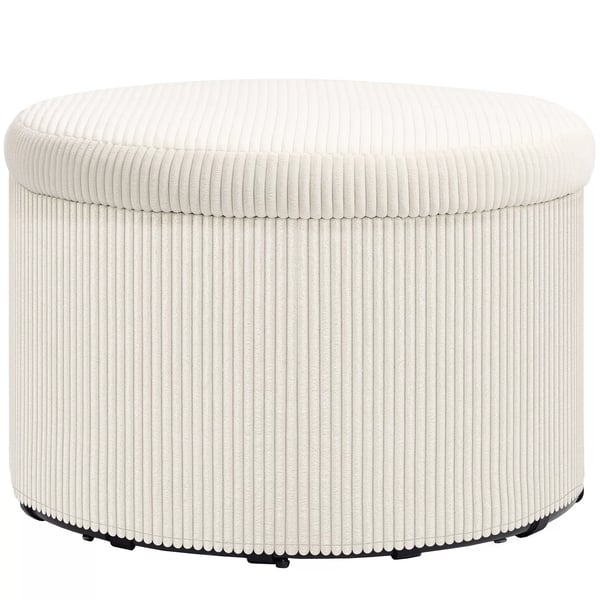 HOMCOM Siddepuf i Beige Polyester med 97L Opbevaring - Robust & Elegant Fodskammel