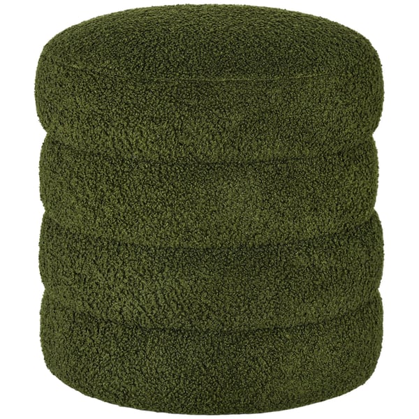 HOMCOM Rund Puf, Grøn Teddyfleece, Skum, 40x45 cm