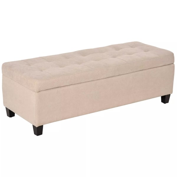 HOMCOM Verhoiltu Säilytyspenkki Pellava-look, Beige, Polyesteri, 125x49x41.5cm