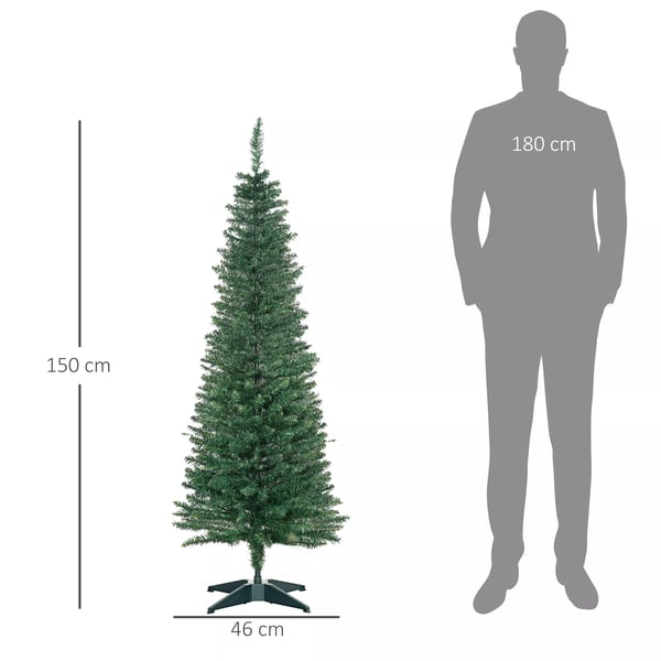 Joulukuusi 1,5 m Joulukuusi jalustalla Keinotekoinen kuusi 294 oksaa irrotettava PVC Vihreä Ø46 x 150 cm