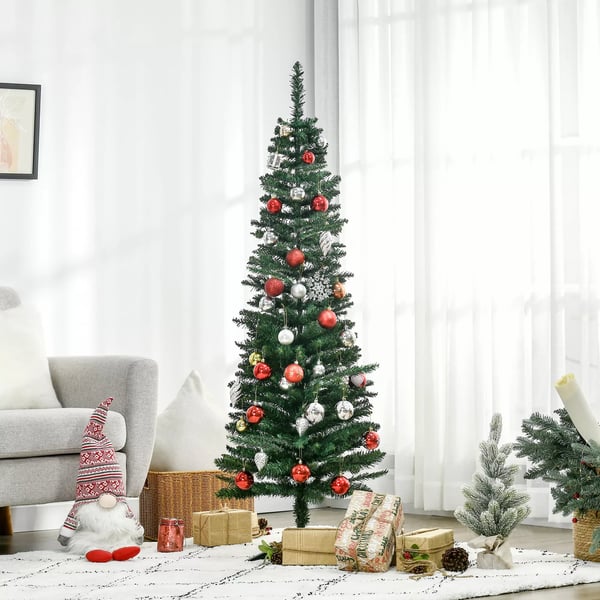 Joulukuusi 1,5 m Joulukuusi jalustalla Keinotekoinen kuusi 294 oksaa irrotettava PVC Vihreä Ø46 x 150 cm