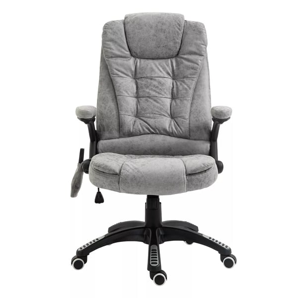 Vinsetto Ergonomisk Kontorstol med Massage og Varme, Grå Mikrofiber - Justerbar, 120kg