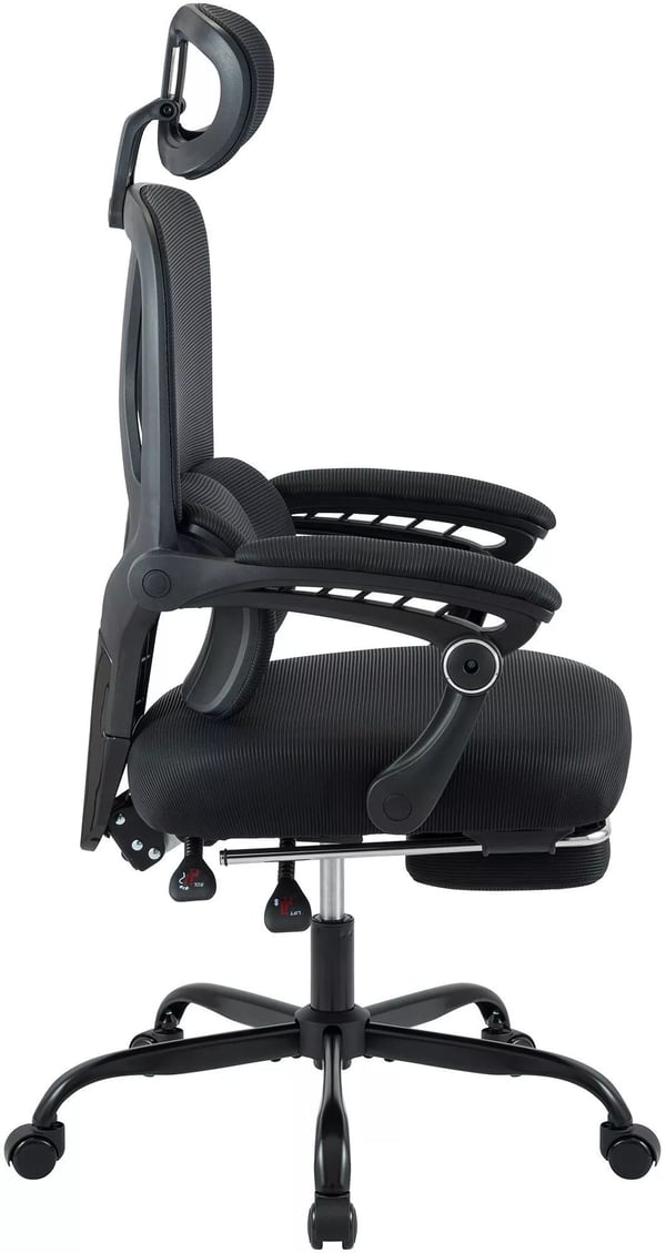 Liberton Työtuoli Musta Ergonominen Selkänojallinen Tuoli Metallirungolla