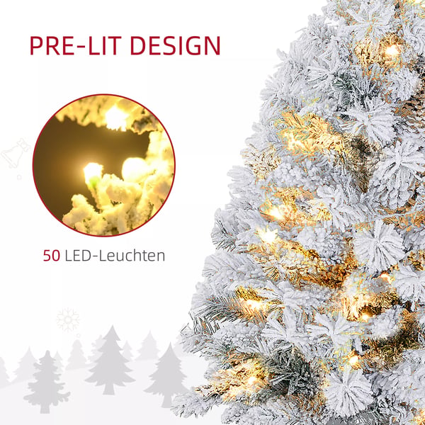 Konstgjord Julgran, 90 cm Grön med 133 spetsar & 50 LED-ljus, betongfot