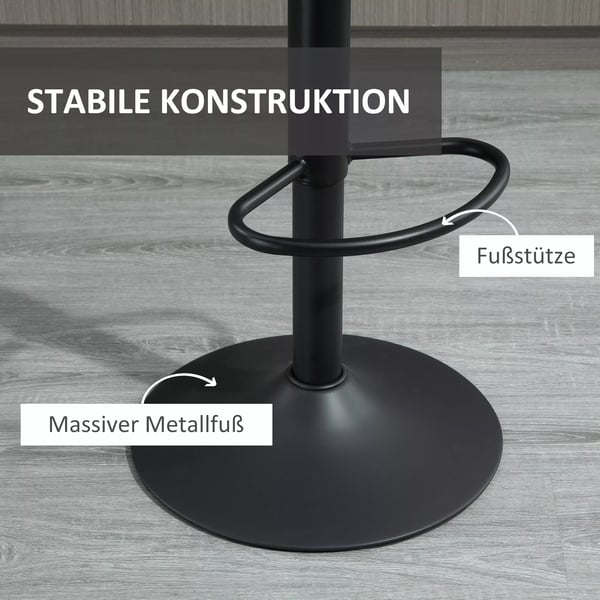 set med 2 barstolar i grå microfiber och stål, höjdjusterbar, retrodesign