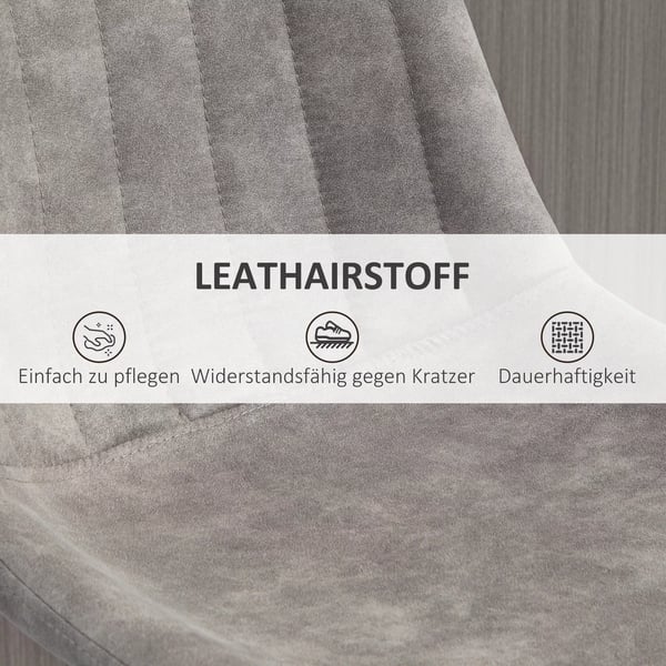 set med 2 barstolar i grå microfiber och stål, höjdjusterbar, retrodesign