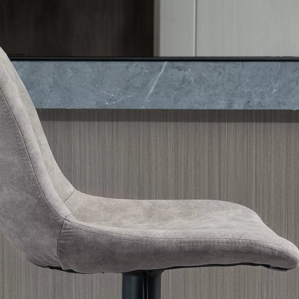 set med 2 barstolar i grå microfiber och stål, höjdjusterbar, retrodesign