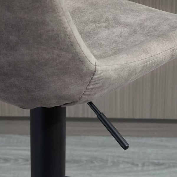 set med 2 barstolar i grå microfiber och stål, höjdjusterbar, retrodesign