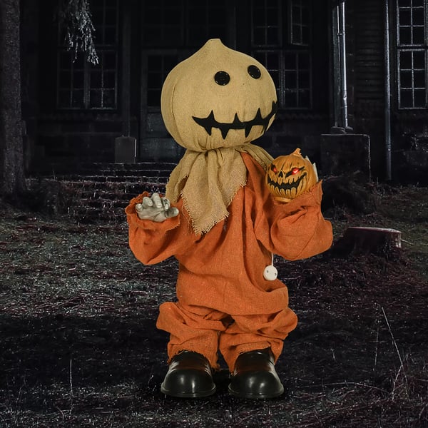 Fågelskrämma Halloween-dekoration, rörlig, ger ifrån sig ljud, batteridriven