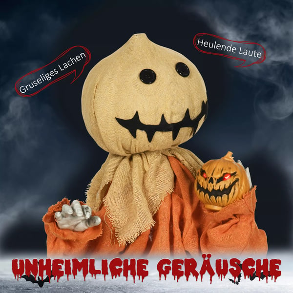 Fågelskrämma Halloween-dekoration, rörlig, ger ifrån sig ljud, batteridriven