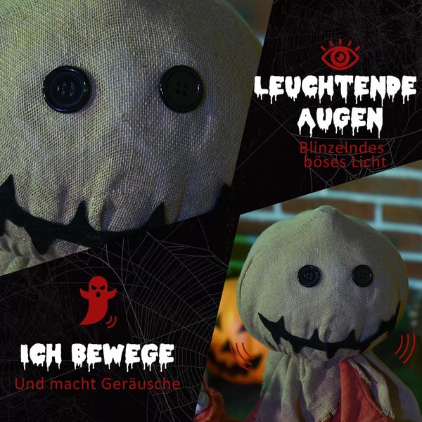 Fågelskrämma Halloween-dekoration, rörlig, ger ifrån sig ljud, batteridriven