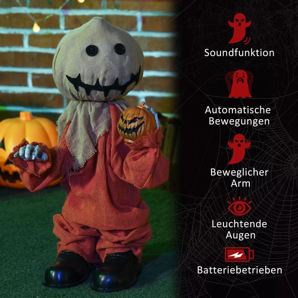 Fågelskrämma Halloween-dekoration, rörlig, ger ifrån sig ljud, batteridriven