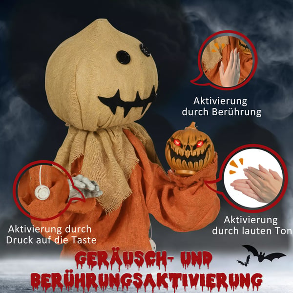 Fågelskrämma Halloween-dekoration, rörlig, ger ifrån sig ljud, batteridriven