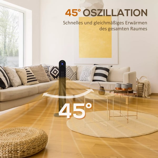 2200W Keraaminen Sähkölämmitin, LED-näyttö, 3 tilaa & 12h ajastin, hopea/muovi