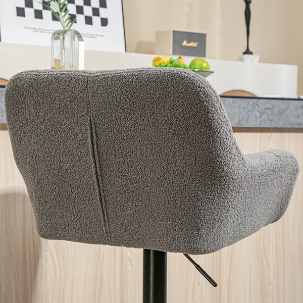 Barstole, 2 stk., Hjdejusterbar, Fleece-look, Grå+Sort