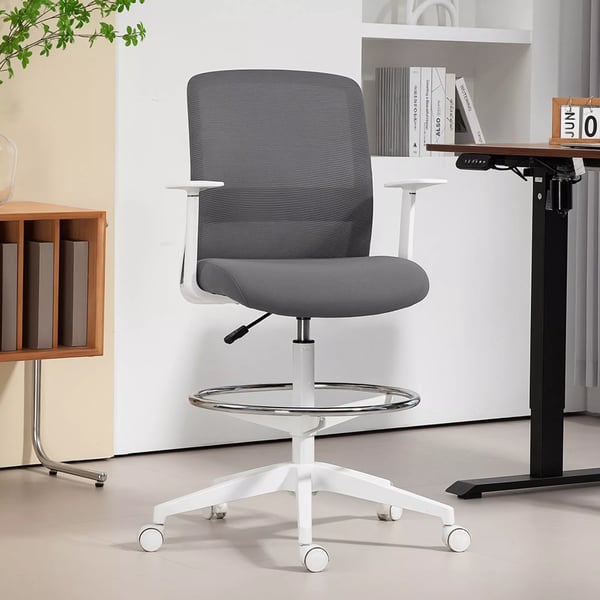 HOMCOM Kontorsstol Ergonomisk Justerbar Svängbar Meshrygg Grå Polyester