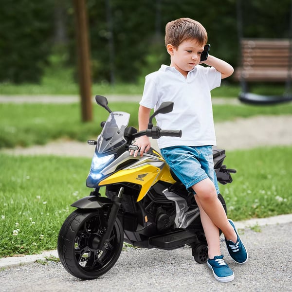 AIYAPLAY Elektrisk Børnecykel med Honda-licens, Gul, 3 km/t, Musik & Lys, 3-6 år, 30 kg