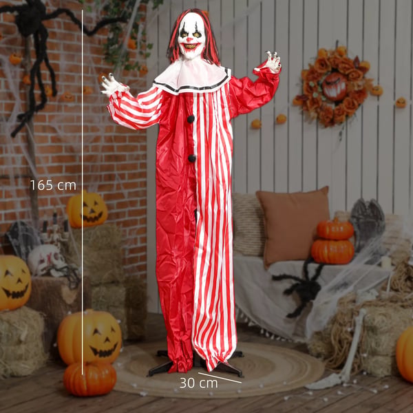 Halloweenpynt 165 cm Halloweenclown med LED-lampor, ljudeffekt, kroppseffekt