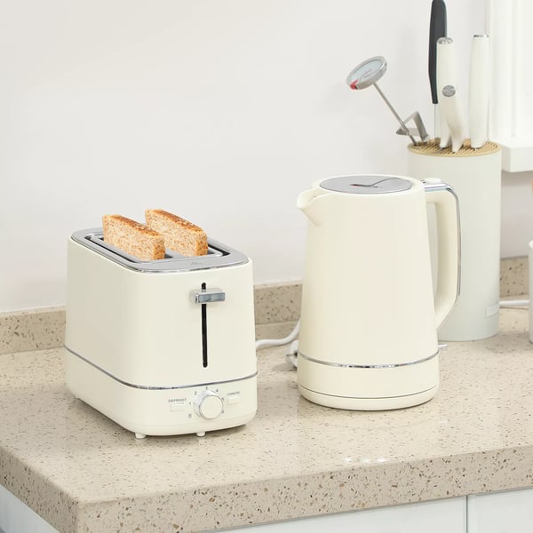Sæt bestående af 1,7 L kedel og brødrister med 6 bruningsniveauer, beige