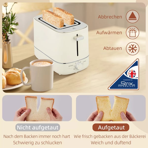 Sæt bestående af 1,7 L kedel og brødrister med 6 bruningsniveauer, beige