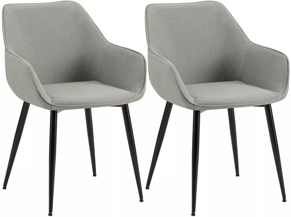 Set med 2 Vessa tygmatstolar - Ljusgrå metallram