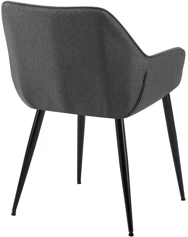Set med 2 Vessa matstolar, mörkgrått tyg, metallben