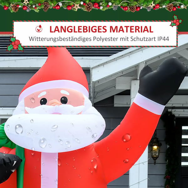Oppustelig Juledekoration, 2,4 m Julemand med LED-lys, havedekoration, selvoppustelig julebelysning til indendørs og udendørs brug