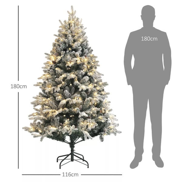 tekojoulukuusi, 180 cm joulukuusi 793 kärjellä, keinolumi, kokoontaitettava teräksinen jalusta, joulukoristeeksi, vihreä