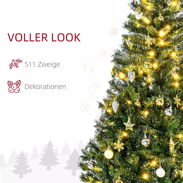 Juletræ Grantræ med Dekoration 120 LED'er 511 Spidser Ø95 x 150H cm