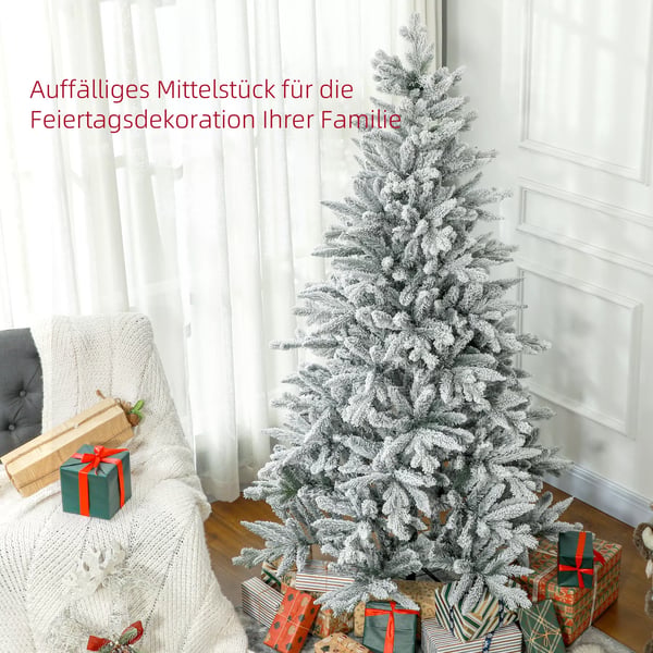Kunstigt Juletræ 180cm Grønt m. 1489 grene, kunstsne, metalfod