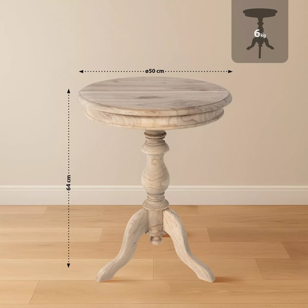 Wiva Naturligt Træ Sidebord - 50 cm Diameter, 64 cm Højde - Mindi Træ, FLEGT Certificeret