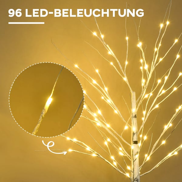 150 cm tekokuusi, koivupuu LED, joulukuusi koivu, joulukoriste keinotekoinen koivu juhliin, syntymäpäiville, häihin jne