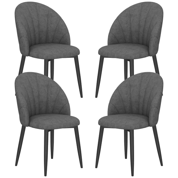 4-pack Matsalsstolar i Mörkgrått Sammet, Stålfötter, Armlösa, Ergonomiska