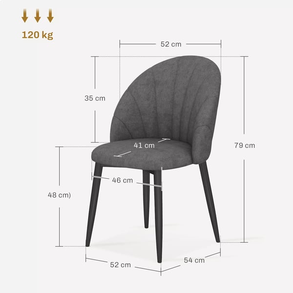 4-pack Matsalsstolar i Mörkgrått Sammet, Stålfötter, Armlösa, Ergonomiska