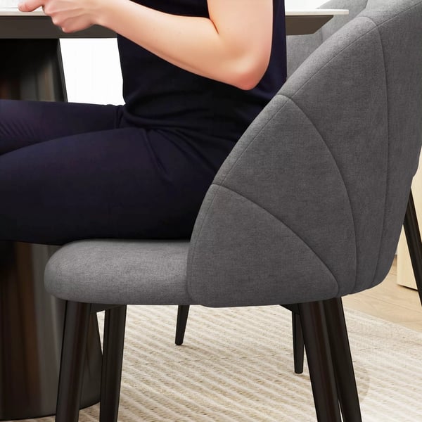 4-pack Matsalsstolar i Mörkgrått Sammet, Stålfötter, Armlösa, Ergonomiska