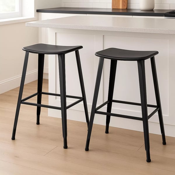 Peony Barstol i Industriel Stil - Mat Sort Metal