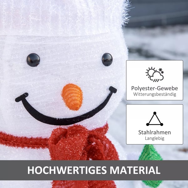 Juledekoration Snemand med LED-lys Model Have/Gårdddekoration foldbar vejrbestandig Polyester Grøn+Rød+Hvid Ø30 x 51 cm