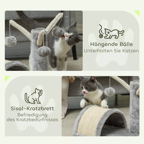 PawHut Robust Kloremøbel med Sisal, Klatretræ til Katte, Lysegrå